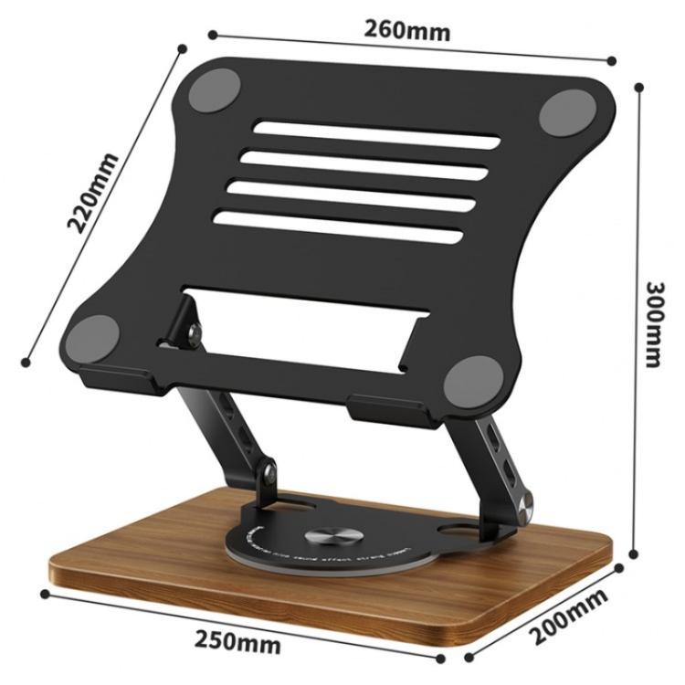 J31 Foldable 360-Degree Rotating Laptop Metal Wood Cooling Stand(Grey) - Laptop Stand by PMC TechLife | Online Shopping South Africa | PMC TechLife | Buy Now Pay Later Mobicred