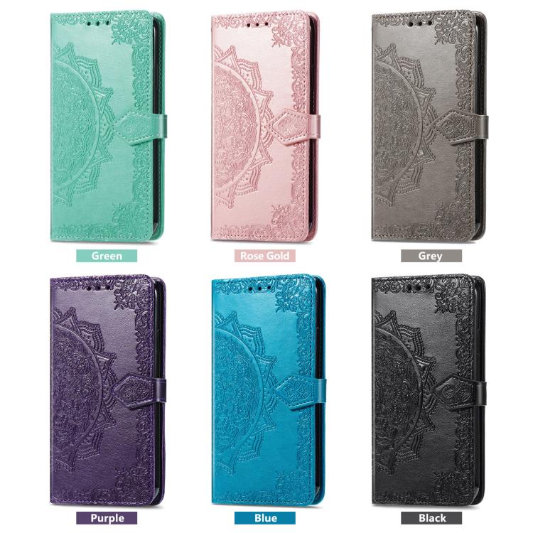 For iPhone 16e Mandala Flower Embossed Leather Phone Case(Purple) - iPhone 16e Cases by PMC TechLife | Online Shopping South Africa | PMC TechLife | Buy Now Pay Later Mobicred