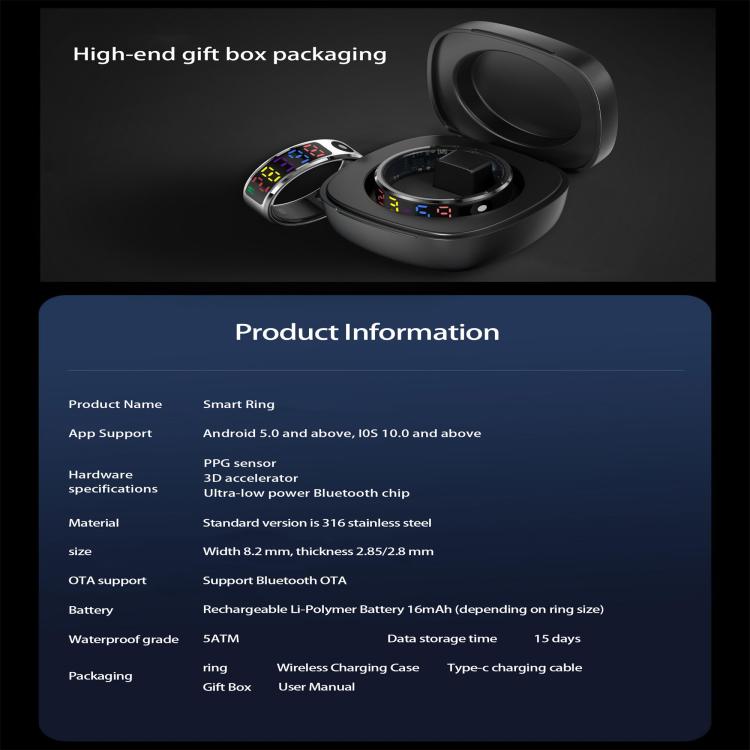 R12 SIZE 12 Smart Ring, Support Heart Rate / Blood Oxygen / Sleep / Multiple Sports Modes(Gold) - free shipping - PMC TechLife - Order now!