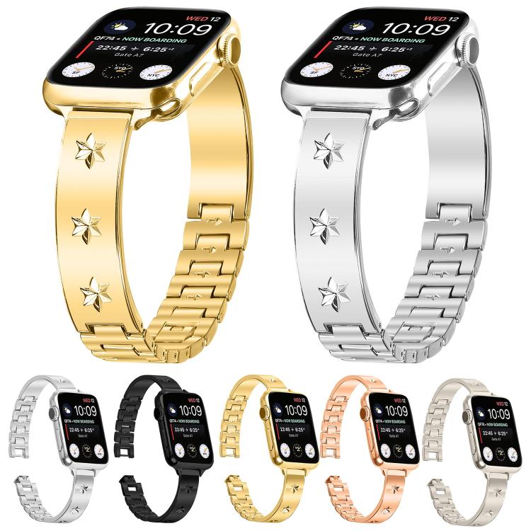 For Apple Watch 42mm / 41mm / 40mm / 38mm Snowflake Petals Bracelet Metal Watch Band(Gold) - free shipping - PMC TechLife - Order now!