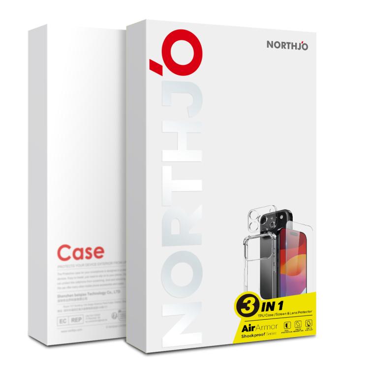 For iPhone 17 Pro NORTHJO 3 in 1 TPU Airbag Shockproof Phone Case with Screen Protector Lens Film(Clear) - iPhone 17 Pro Cases by NORTHJO | Online Shopping South Africa | PMC TechLife | Buy Now Pay Later Mobicred