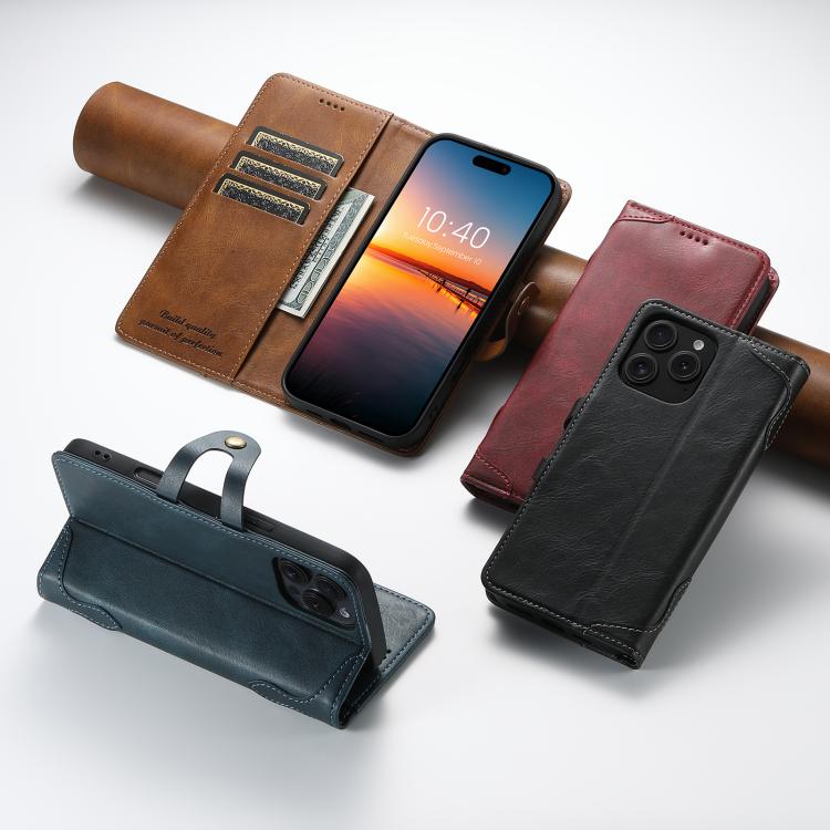 For iPhone 16e Suteni Q-03 Oil Wax Magnetic Clasp Leather Phone Case(Brown) - free shipping - PMc TechLife - Order now!