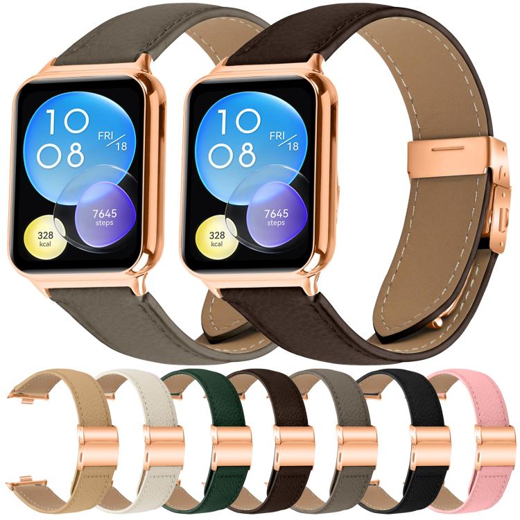 For Xiaomi Smart Bnad 9 Pro / Redmi Watch 5 Lychee Texture Rose Gold Turtle Back Buckle Leather Watch Band(Coffee Color) - free shipping - PMC TechLife - Order now!