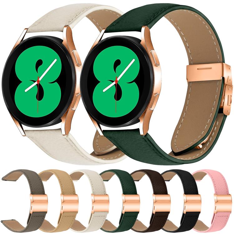 20mm Lychee Texture Rose Gold Turtle Back Buckle Leather Watch Band(Coffee Color) - free shipping - PMC TechLife - Order now!