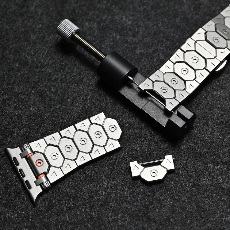 For Apple Watch 46mm / 49mm / 45mm / 44mm Octagonal Stainless Steel Watch(Silver Inter Orange) - free shipping - PMC TechLife - Order now!