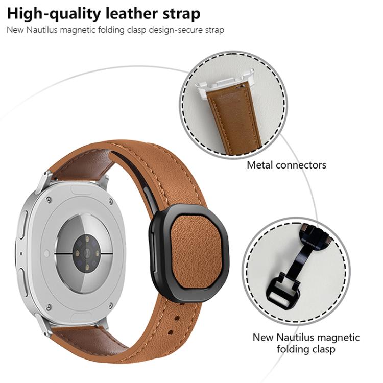 For Samsung Galaxy Watch8 / Watch8 Classic Magnetic Fold Genuine Buckle Leather Watch Band(Brown) - free shipping - PMC TechLife - Order now!