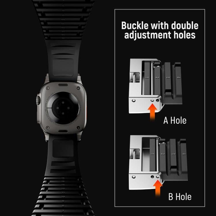 For Apple Watch 46mm / 49mm / 45mm / 44mm Knurled Texture Folding Buckle Silicone Watch Band(Titanium Orange) - free shipping - PMC TechLife - Order now!