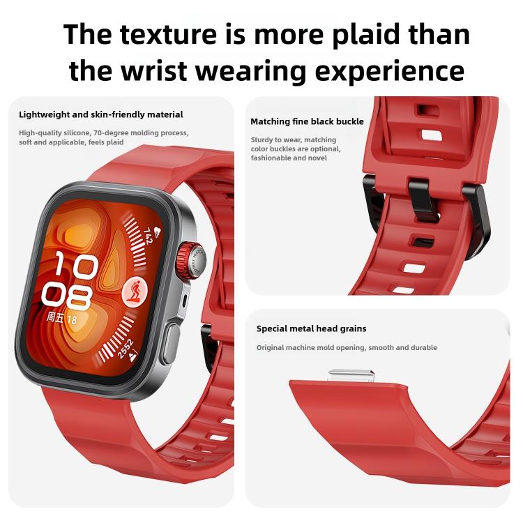 For Huawei Watch Fit3 / Fit4 / Fit4 Pro Wave Black Buckle Silicone Watch Band(Field Green) - free shipping - PMC TechLife - Order now!