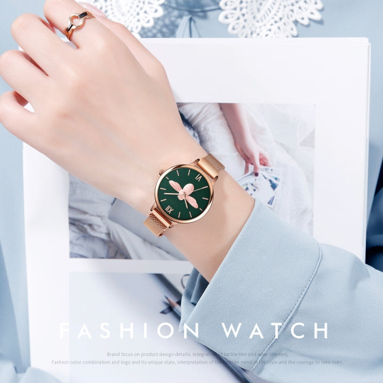Skmei 9212 Fashion Lady Quartz Watch Student Female Temperament Waterproof Magnetic Suction Net Belt Watch(Flower Color) - free shipping - PMC TechLife - Order now!