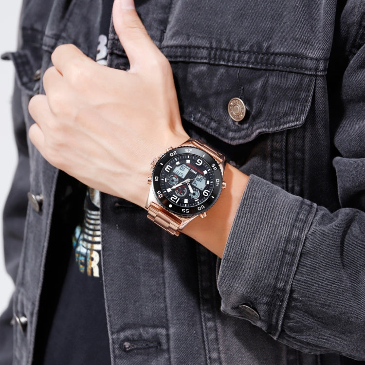 SKMEI 1538 Multi-Function Time Large Dial Steel Belt Men Casual Sports Electronic Watch(Rose Gold-Steel Belt) - free shipping - PMC TechLife - Order now!