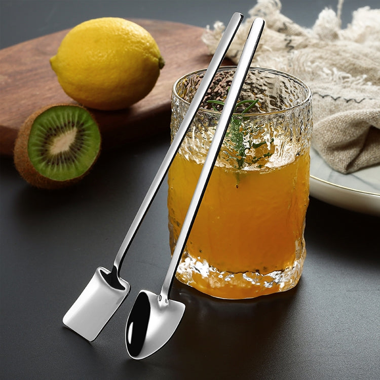 2 PCS Stainless Steel Spoon Creative Coffee Spoon Bar Ice Spoon Gold Plated Long Stirring Spoon, Style:Round Spoon, Color:Black - free shipping - PMC TechLife - Order now!