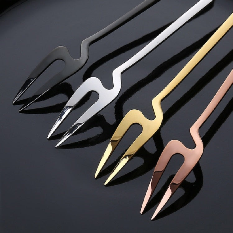 Stainless Steel V-shaped Wall Hanging Design Simple Coffee Spoon Fork Creative Long Handle Stirring Tableware, Style:Fork, Color:Gold - free shipping - PMC TechLife - Order now!