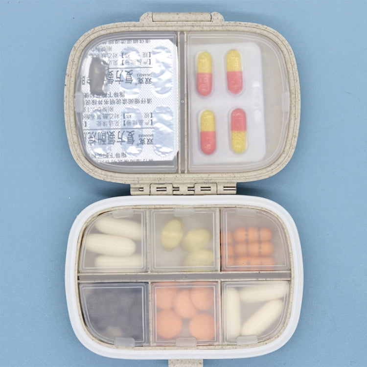 3 PCS 8-Grid Double-layer Portable Mini Straw Pill Storage Box(Wheat Green) - free shipping - PMC TechLife - Order now!