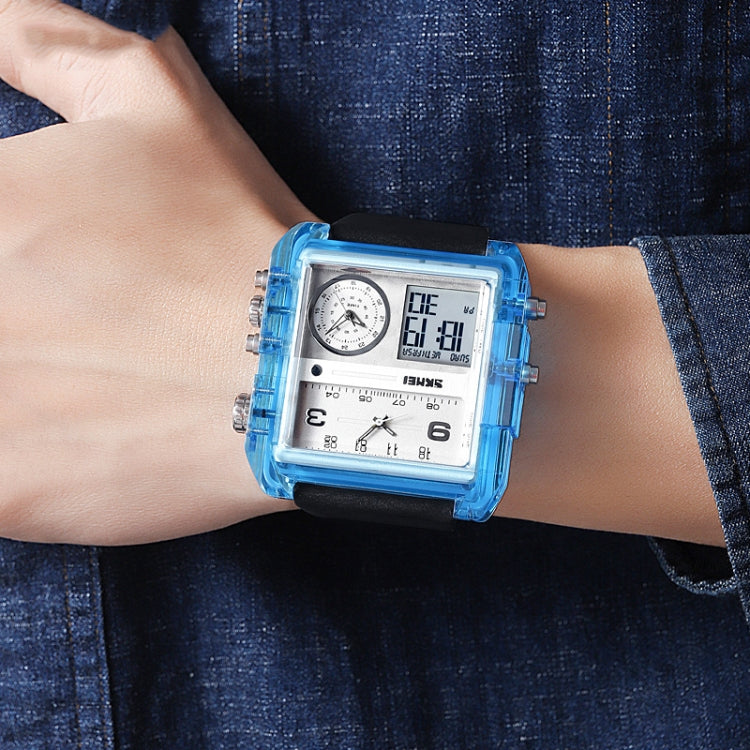 SKMEI 2021 Square Large Dial Triple Movement Men Sports Watch(Transparent Blue) - free shipping - PMC TechLife - Order now!