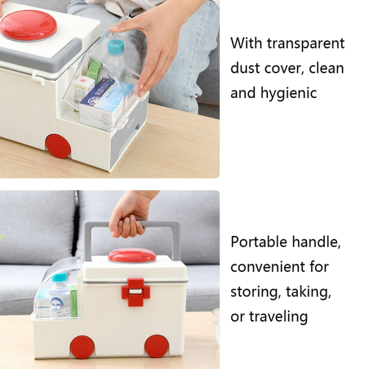 Ambulance First Aid Box Family Medicine Box Household Large Double-layer Medicine Box(White) - free shipping - PMC TechLife - Order now!