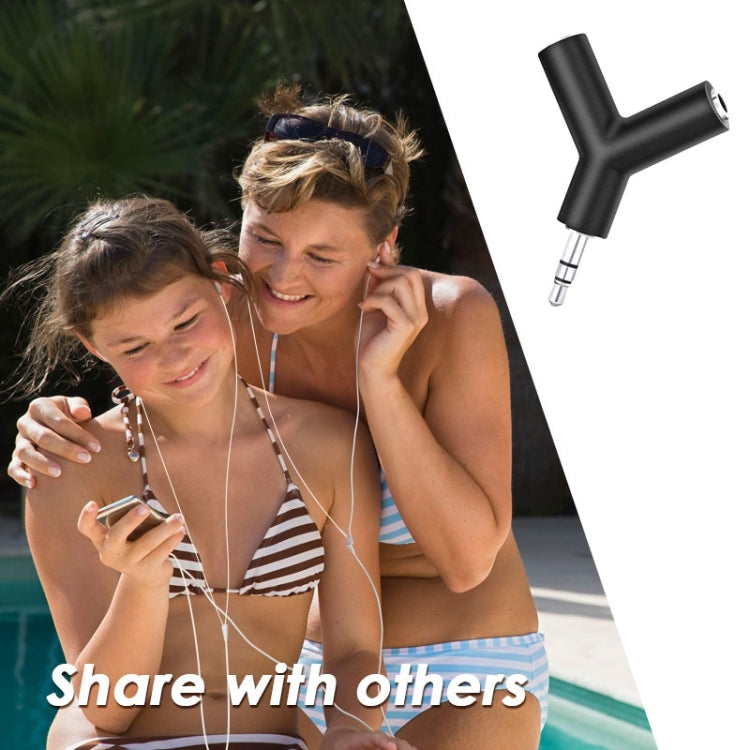 Mini Y Shaped 3.5mm Male to Double 3.5mm Female Jack Audio Headset Adapter Connector Keychain(Black) - Splitter Adapter by PMC TechLife | Online Shopping South Africa | PMC TechLife