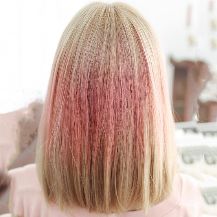 Female Gradient Highlighting Lifelike Chemical Fiber Headgear Wigs(Plum Pink and Honey Tea 39CM) - free shipping - PMC TechLife - Order now!