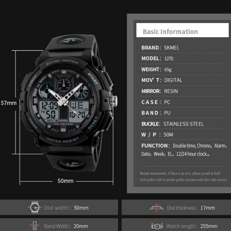 SKMEI 1270 Men Waterproof Dual Display Digital Watch Outdoor Sports Watch(Green) - free shipping - PMC TechLife - Order now!