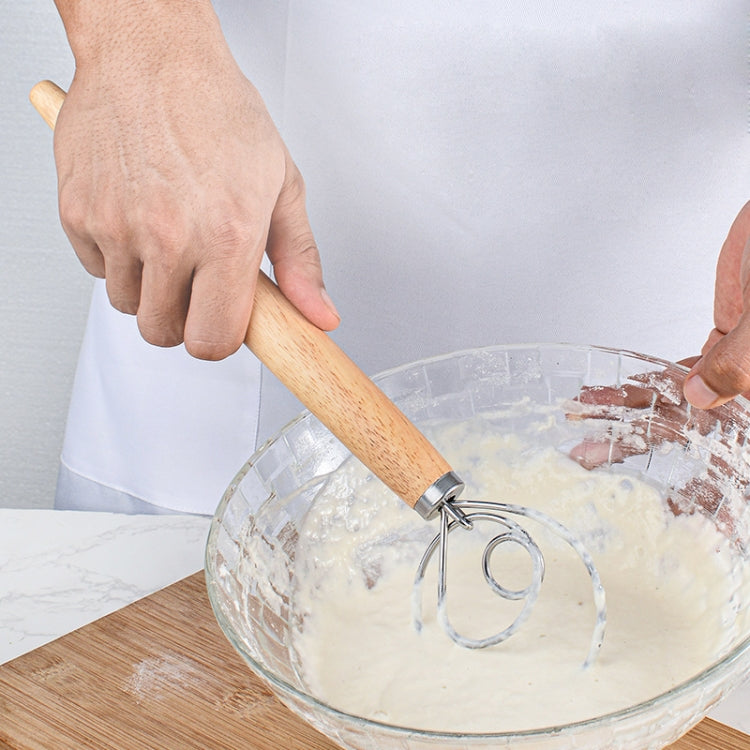 2 PCS 13 Inch Oak Handle Flour Mixer Dough Stainless Steel Mixing Rod Coil Whisk Three Circle Agitator - free shipping - PMC TechLife - Order now!