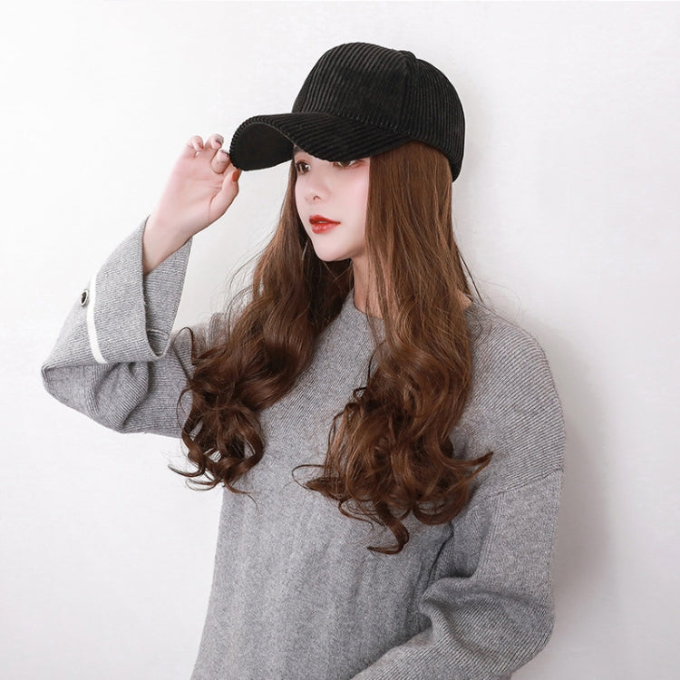 8261E Fashion Hat Wig Female Detachable Pear Flower Roll Long Hair Wig(Light Brown) - free shipping - PMC TechLife - Order now!