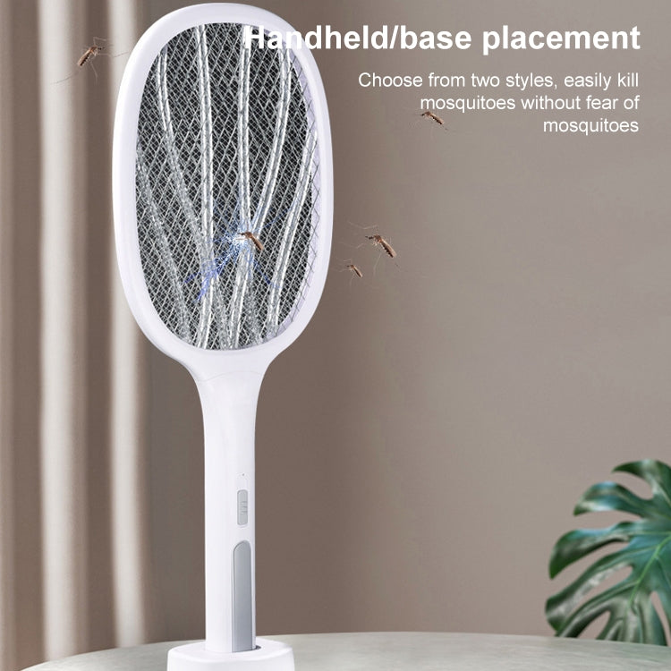 Electrical Mosquito Swatter Mosquito Killer Two-In-One USB Rechargeable Household Electrical Mosquito Swatter, Colour: LEDx10 Gray (Base Charging) - Fly Swatter by PMC TechLife | Online Shopping South Africa | PMC TechLife | Buy Now Pay Later Mobicred