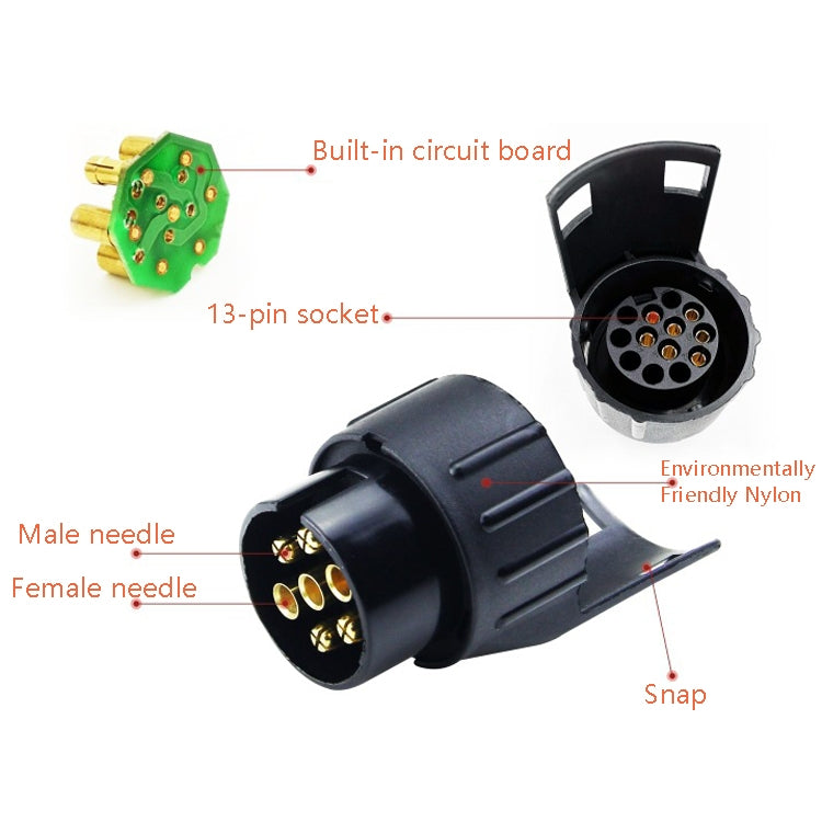 TS170E-Z 12V Car Resistance Trailer Plug Socket Trailer Tester Connector Recorder With 2 Conversion Heads EU Plug - Electronic Test by PMC TechLife | Online Shopping South Africa | PMC TechLife | Buy Now Pay Later Mobicred