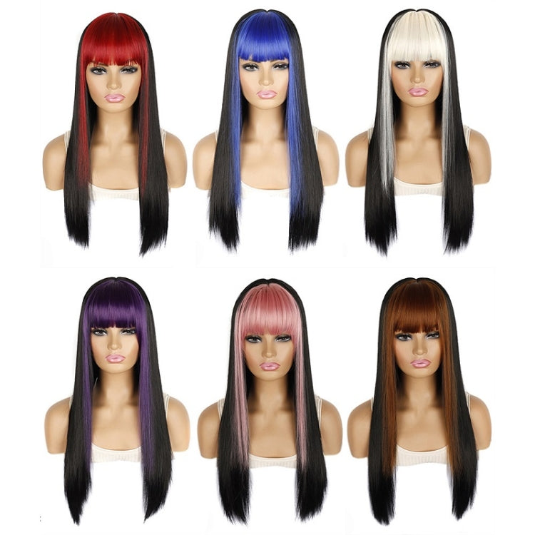 Color Bleaching And Dyeing Double Sideburns With Bangs Long Straight Hip-Hop Wig(Coffee Bleaching Black) - free shipping - PMC TechLife - Order now!