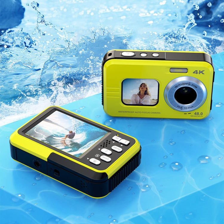 WDC901 3.5m Waterproof 48MP HD Dual Screen Outdoor Sports Digital Camera US Plug(Yellow) - Children Cameras by PMC TechLife | Online Shopping South Africa | PMC TechLife | Buy Now Pay Later Mobicred