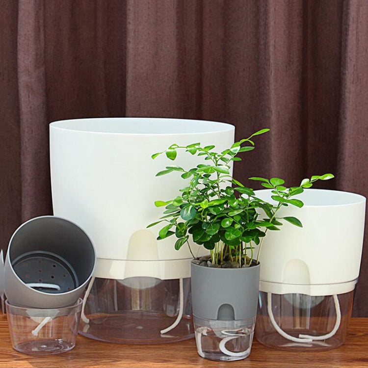 Transparent Plastic Double-Layer Water Storage Automatic Water-Absorbing Flowerpot, Size: A705 Caliber 10.5cm(White Transparent Basin) - Flower Pots & Planters by PMc TechLife | Online Shopping South Africa | PMc TechLife | Buy Now Pay Later Mobicred