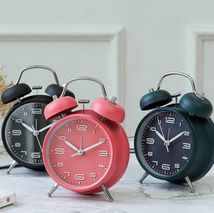 3304T Bedroom Bedside Multifunctional Bell Metal Alarm Clock With Night Light(Wine Red) - free shipping - PMc TechLife - Order now!