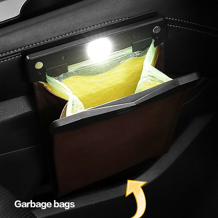 Car Trash Can Storage Bag Hanging Paste With LED Light Garbage Bag(Small (Mocha Brown)) - Stowing Tidying by PMC TechLife | Online Shopping South Africa | PMC TechLife | Buy Now Pay Later Mobicred