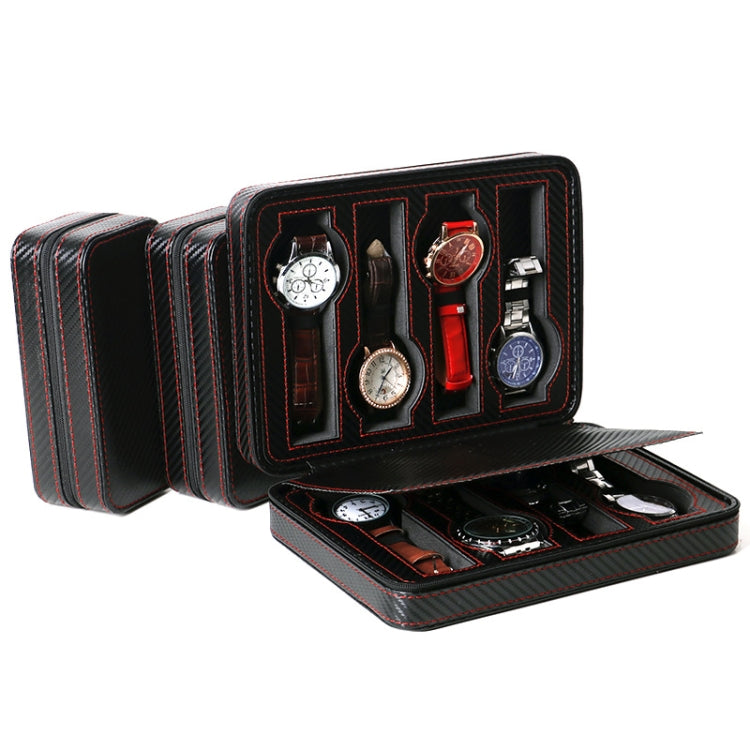 PU Leather Full Carbon Fiber Zipper Watch Bag Watch Storage Display Box, Style: 04 Watch Position - free shipping - PMc TechLife - Order now!