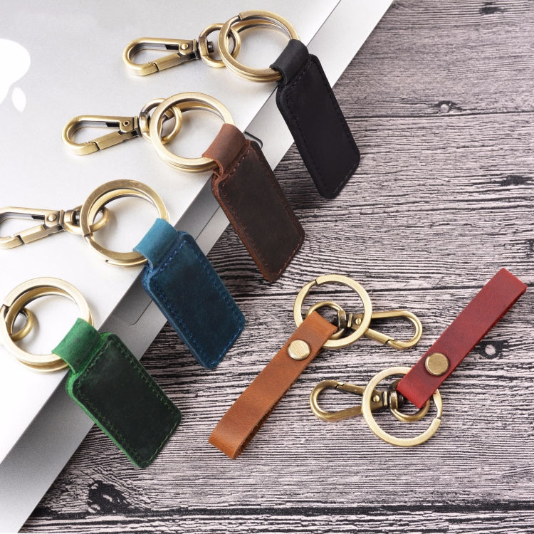 2 PCS Handmade Crazy Horse Leather Retro Keychain Car Couple Keychain, Specification: Double Ring(Black) - Key Rings by PMC TechLife | Online Shopping South Africa | PMC TechLife | Buy Now Pay Later Mobicred