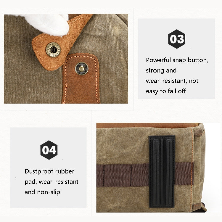 D1383 Outdoor SLR Digital Camera Backpack Waterproof Batik Canvas Camera Bag(Khaki) - free shipping - PMC TechLife - Order now!