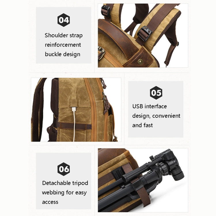 K813 Retro SLR Camera Bag Canvas Shoulder Computer Camera Bag(Grey) - Backpack by PMC TechLife | Online Shopping South Africa | PMC TechLife | Buy Now Pay Later Mobicred