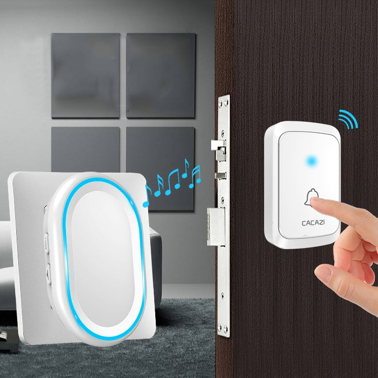 CACAZI A80 1 For 1 Wireless Music Doorbell without Battery, Plug:EU Plug(White) - Wireless Doorbell by CACAZI | Online Shopping South Africa | PMC TechLife | Buy Now Pay Later Mobicred