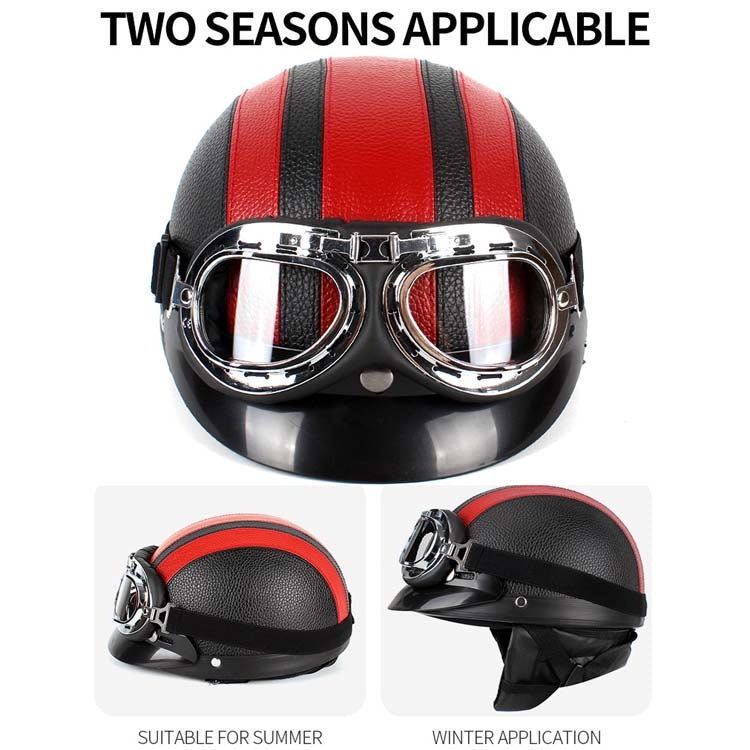 BSDDP A0318 PU Helmet With Goggles, Size: One Size(Black Red) - free shipping - PMC TechLife - Order now!