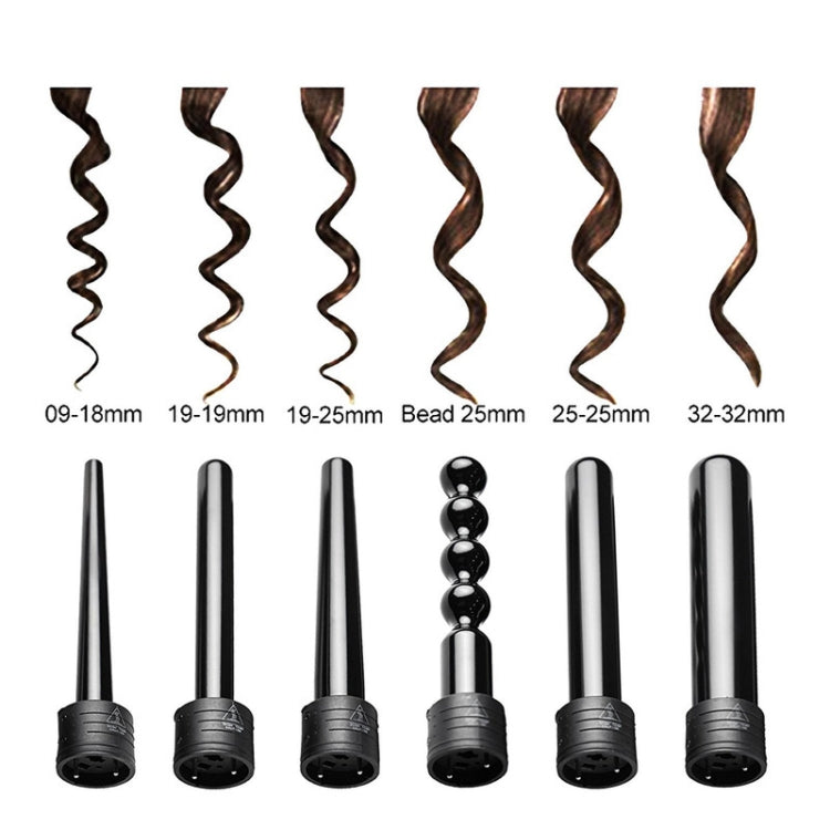 6 In 1 Tube Changed LED Display Tourmaline Ceramic Hair Curler(EU Plug) - free shipping - PMC TechLife - Order now!