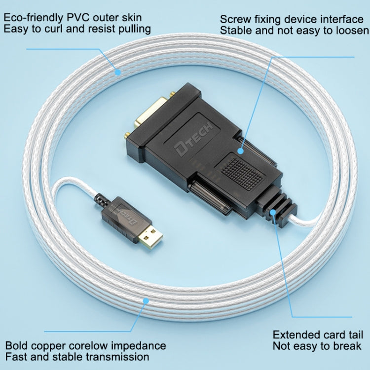 DTECH DT-5002F 1m USB To RS232 Serial Line DB9 Needle COM Port - free shipping - PMC Jewellery - Order now!