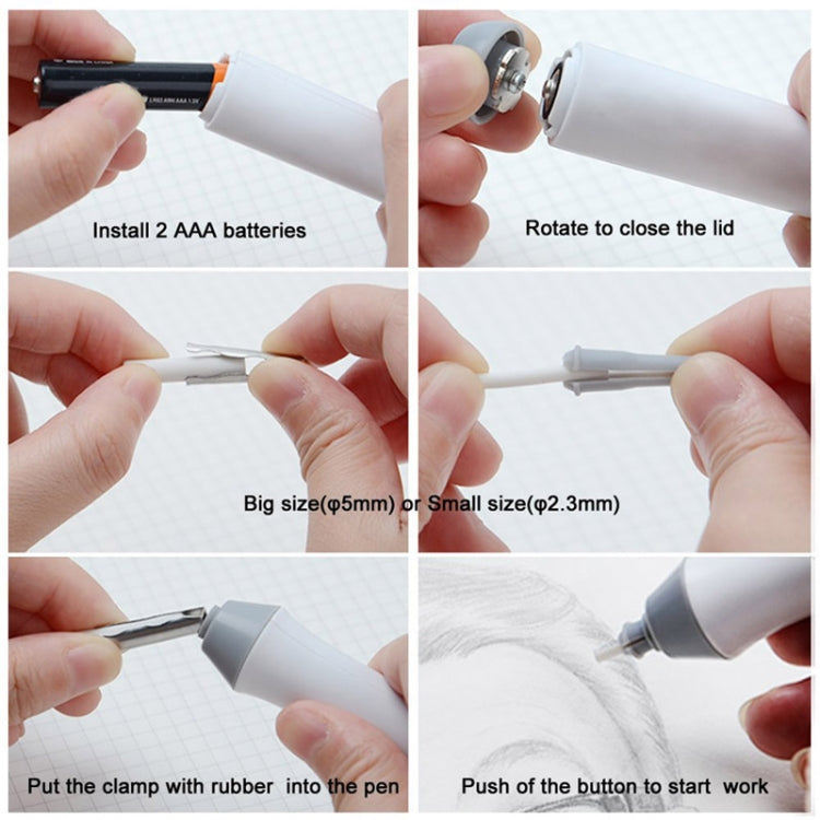 Tenwin 8302 Adjustable Electric Eraser With Rubber Refills For Sketch Drawing Erasing(White) - free shipping - PMC TechLife - Order now!