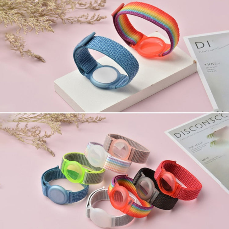 220mm For AirTag Tracker Child Adult Nylon Strap Wristband Protective Case (Rainbow) - Watch Strap Series by PMC TechLife | Online Shopping South Africa | PMC TechLife | Buy Now Pay Later Mobicred