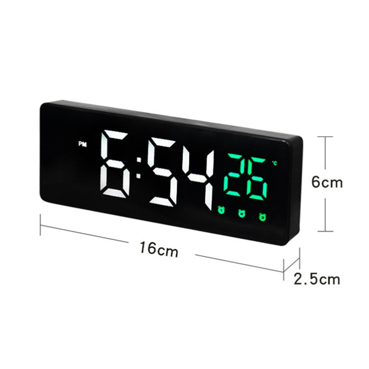 0715 Voice-activated LED Mute Date Temperature Display Electronic Clock(White Shell Green Light) - Alarm Clocks by PMc TechLife | Online Shopping South Africa | PMc TechLife | Buy Now Pay Later Mobicred