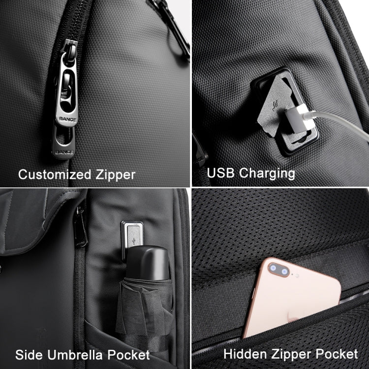 BANGE BG-2575 Anti theft Waterproof Laptop Backpack 15.6 Inch Daily Work Business Backpack(Black) - free shipping - PMC Jewellery - Order now!