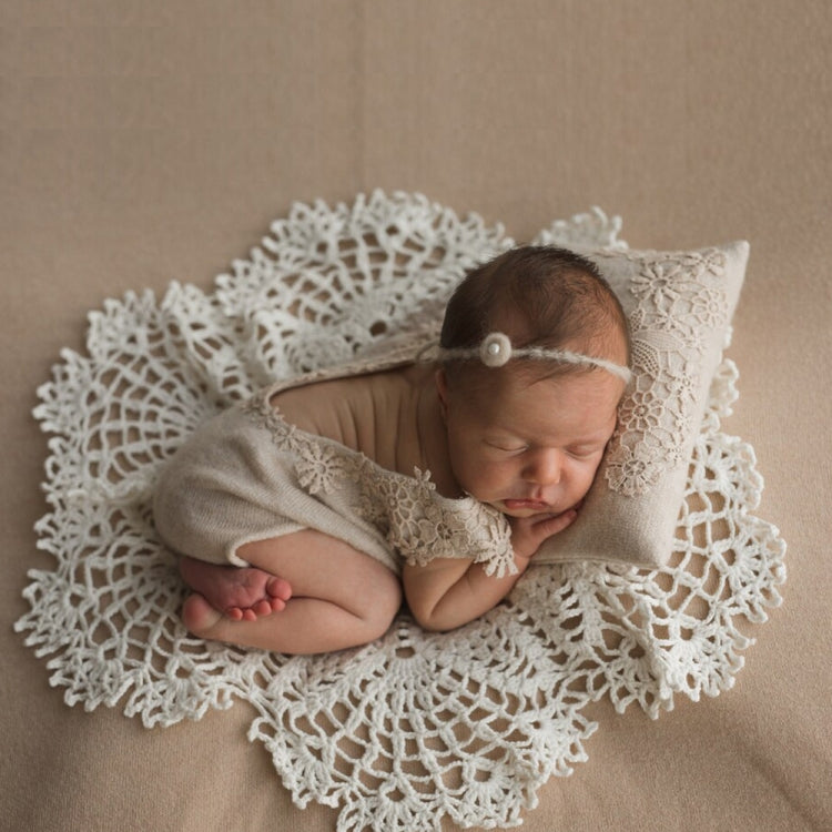 Hollow Lace Round Blanket + Pillow Suit Baby Photography Props(Khaki) - free shipping - PMC TechLife - Order now!