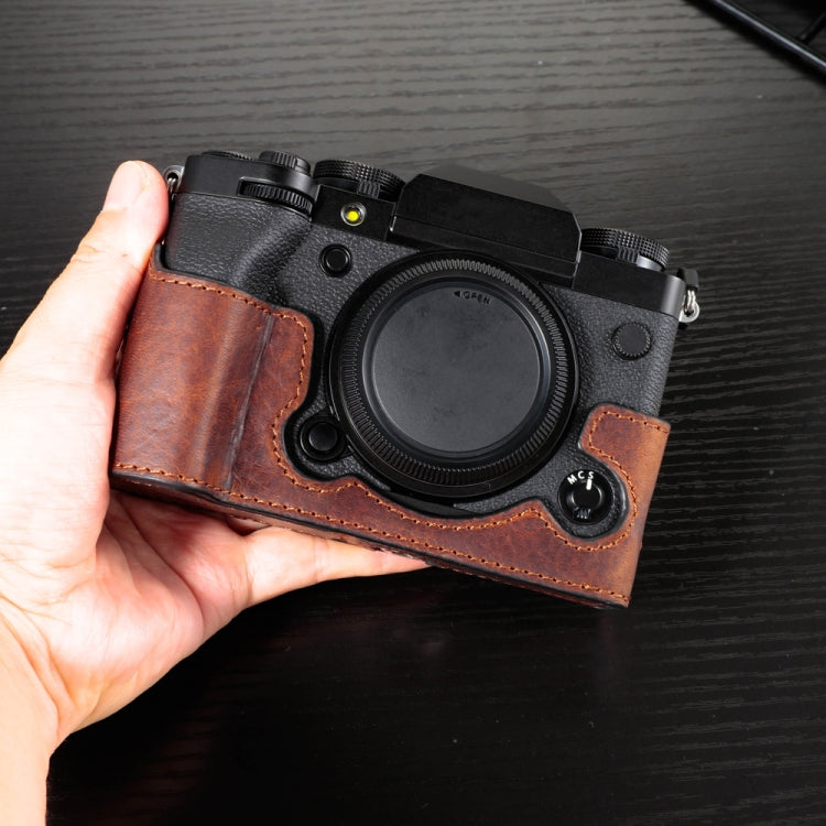 For FUJIFILM X-T5 Camera Cowhide Bag Anti-scratch Protective Case Base Cover(Brown) - Leather Bag by PMC TechLife | Online Shopping South Africa | PMC TechLife | Buy Now Pay Later Mobicred