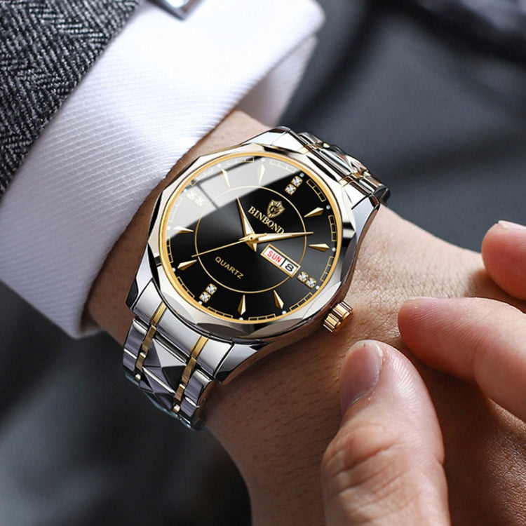 BINBOND B5552 Luminous Multifunctional Business Calendar Quartz Watch(Inter-gold-White) - free shipping - PMC TechLife - Order now!