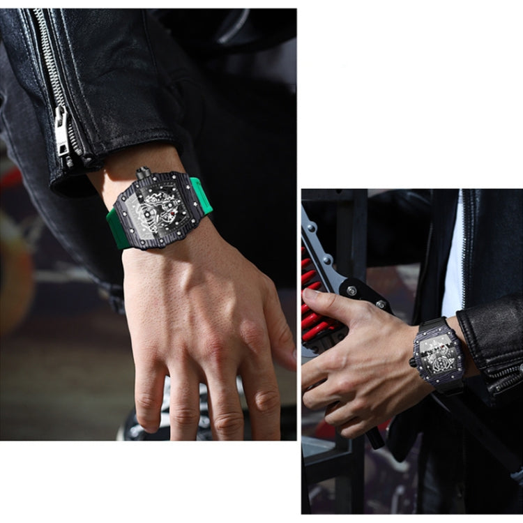 BINBOND B6577 Barrel Shape 30m Waterproof Sports Quartz Watch(Black Silicon-Red-Black) - free shipping - PMC TechLife - Order now!