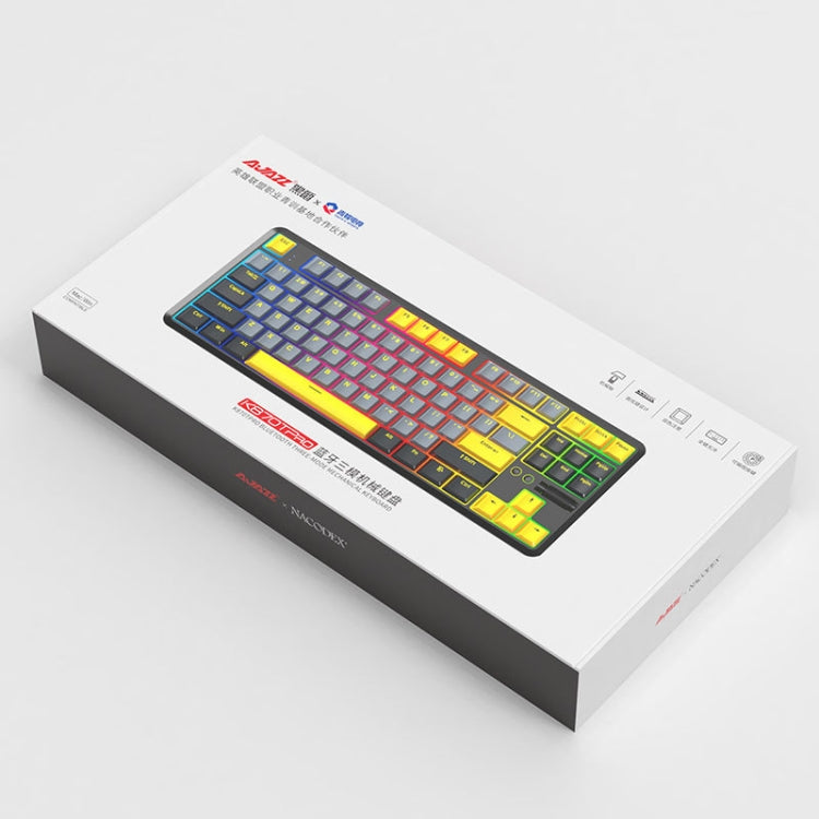 Ajazz K870T Pro 87 Keys Three Mode Wireless/Bluetooth/Wired Pluggable RGB Mechanical Keyboard Green Shaft (Black) - free shipping - PMC Jewellery - Order now!
