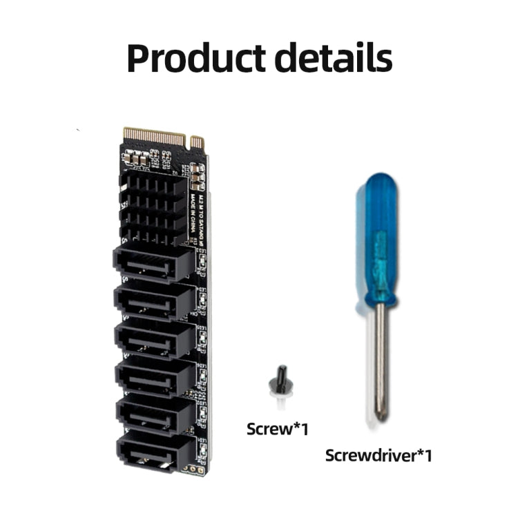 M2 M-EKY PCIE3.0 To SATA6G Transfer Expansion Card 6 Port Hard Disk Expansion Adapter Card(PH516) - Card Adapter by PMC TechLife | Online Shopping South Africa | PMC TechLife