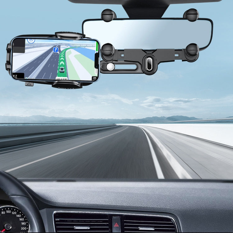 Car Rearview Mirror Navigation Retractable Multifunctional Mobile Phone Holder(Black) - free shipping - PMC TechLife - Order now!